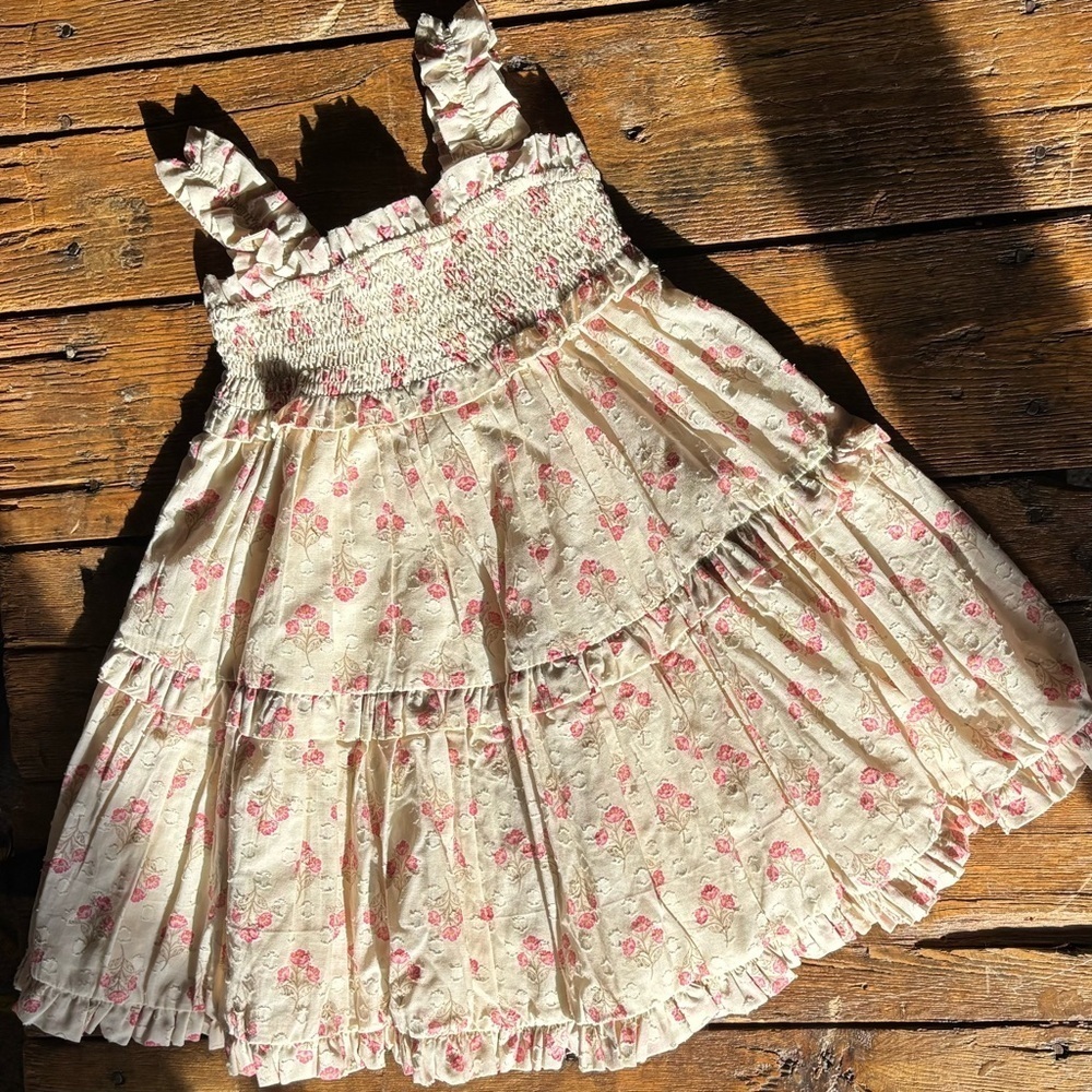 Happily Grey Kids 4T NWT Cottagecore Heirloom Floral Smocked Ruffle Dress